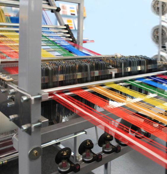 yarn warping machine in a textile weaving factory